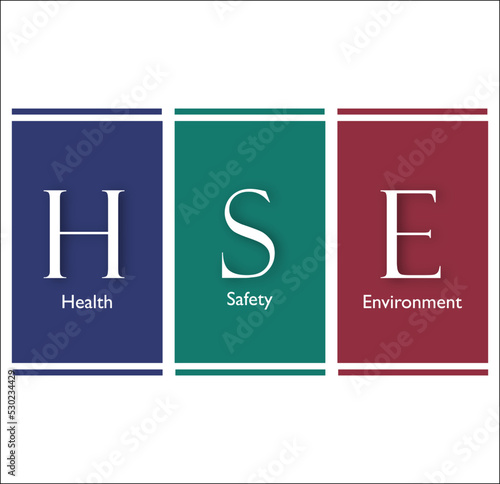 HSE Acronym - Health, Safety, Environment with icons in an infographic template