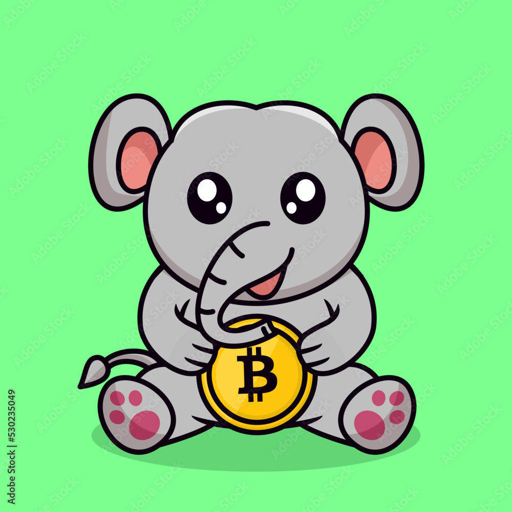 Obraz premium Vector illustration of cute elephant and chibi animal