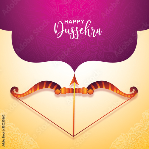 Lord rama with  bow and arrow killing ravana in happy dussehra design
