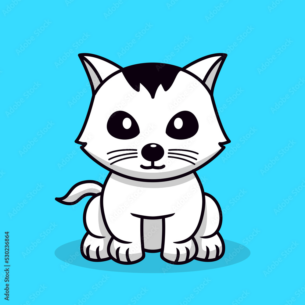 Vector illustration of cute cat and chibi animal Vector illustration of cute cat and chibi animal