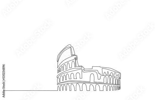 Colosseum in Rome Wall drawing single line concept