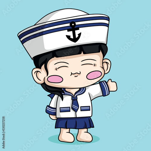 illustration art cute baby boy sailor character design