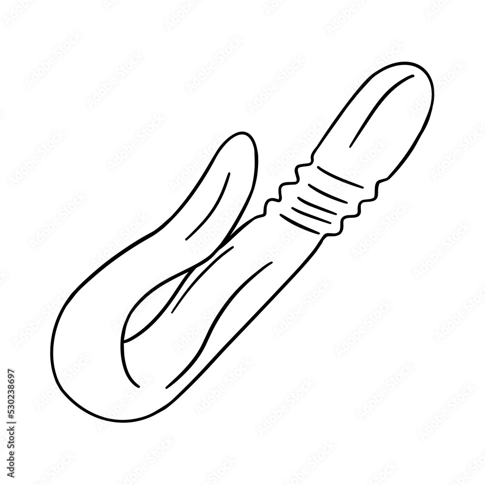 Vaginal vibrator. Dildo. Hand drawn illustration. Digital art. Sex toy. Fetish. Black transparent icon, isolated on clean white background. Vector EPS10. Vaginal vibrator. Dildo. Hand drawn illustration. Digital art. Sex toy. Fetish. Black transparent icon, isolated on clean white background. Vector EPS10.