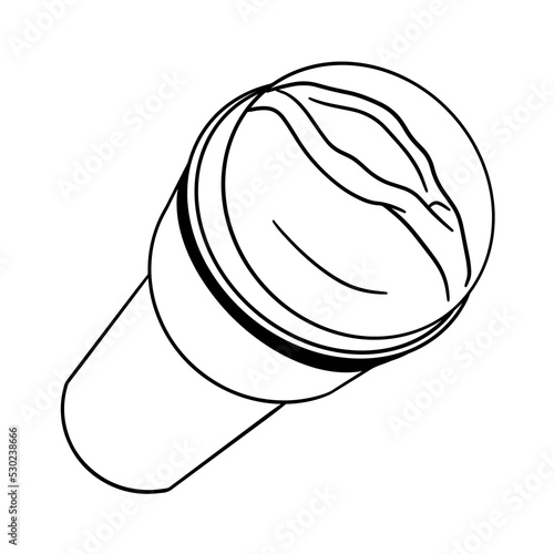 Male masturbator. Hand drawn illustration. Digital art. Sex toy. Fetish. Black transparent icon, isolated on clean white background. Vector EPS10. 