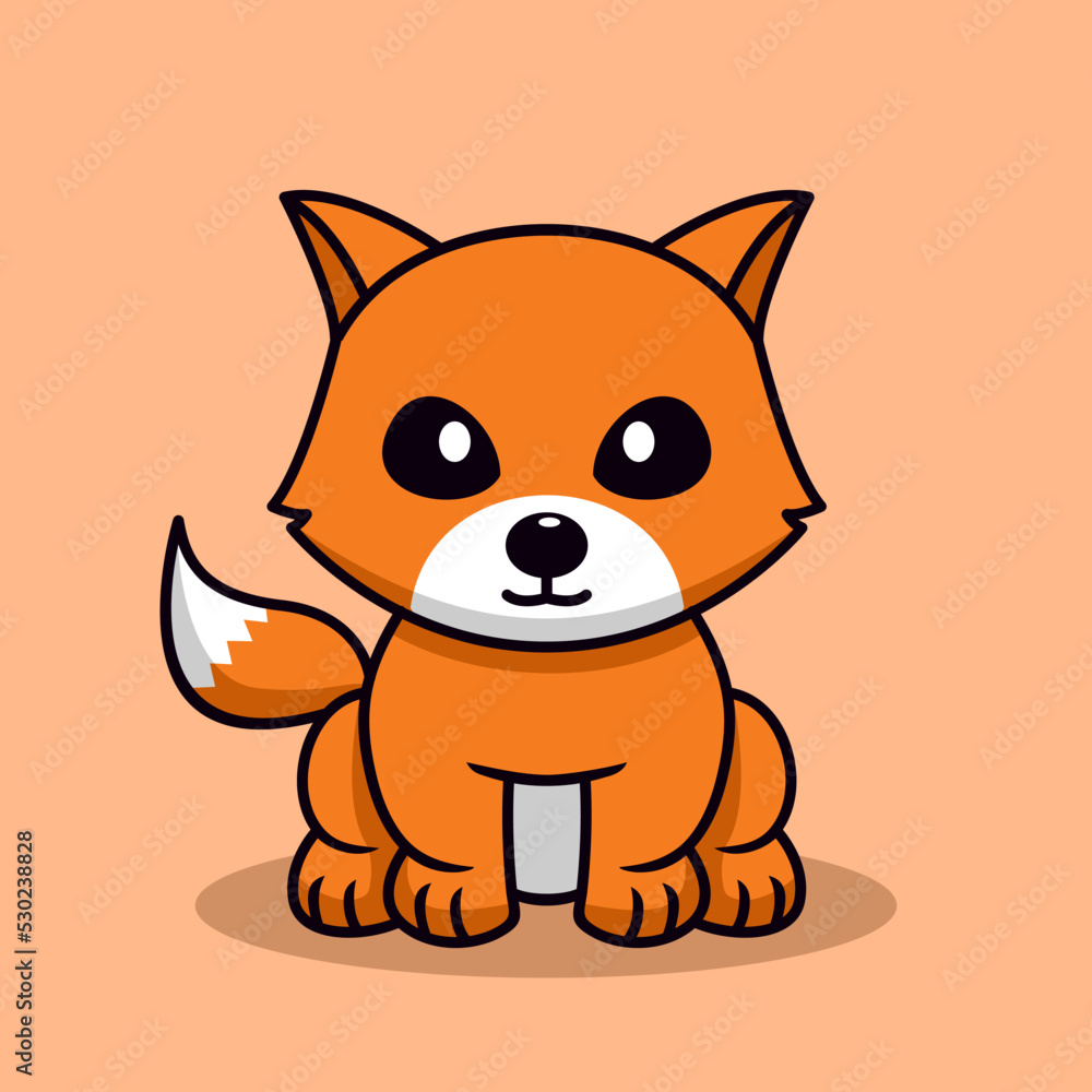 Premium illustration of cute fox and chibi animal