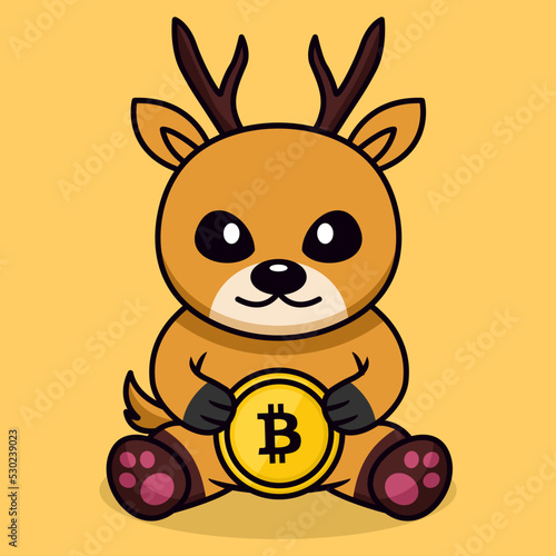 Premium illustration of cute deer and chibi animal