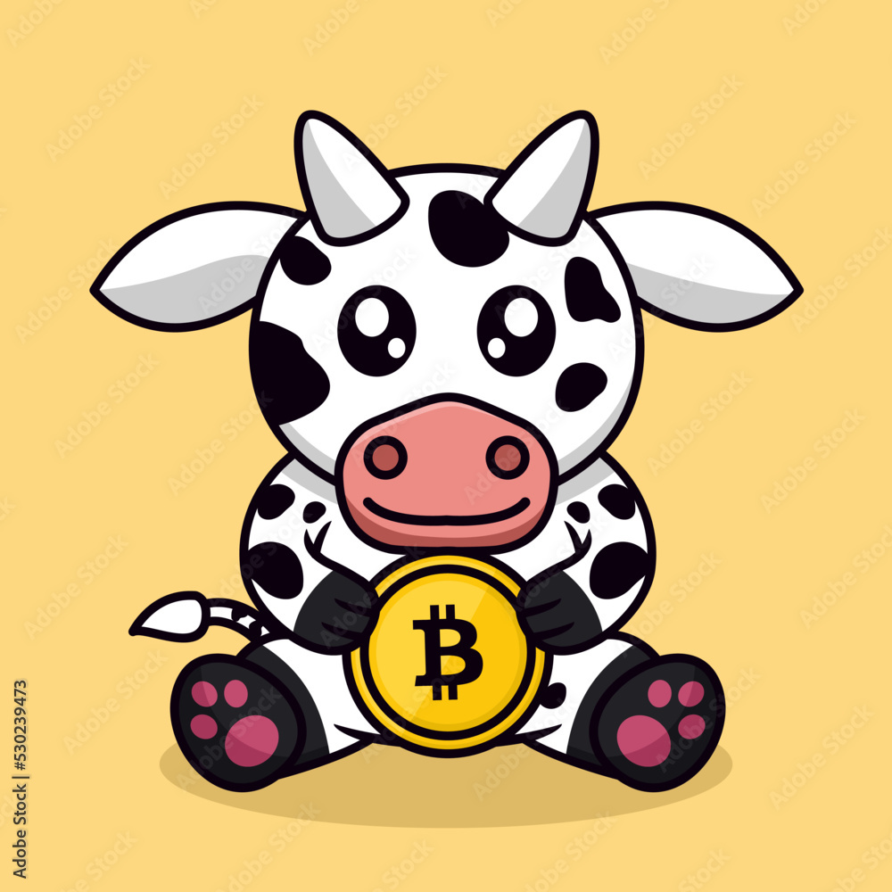 Naklejka premium Premium illustration of cute cow and chibi animal