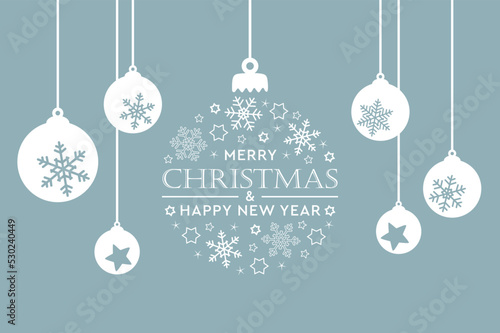 merry christmas card with hanging ball decoration