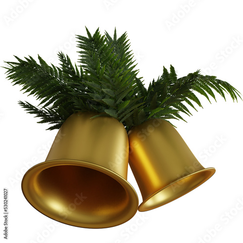 3d rendered christmas bell transparent background icon side view (ID: 530241027)