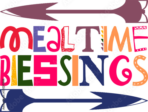 Mealtime Blessings Quotes Typography Retro Colorful Lettering Design Vector Template For Prints, Posters, Decor