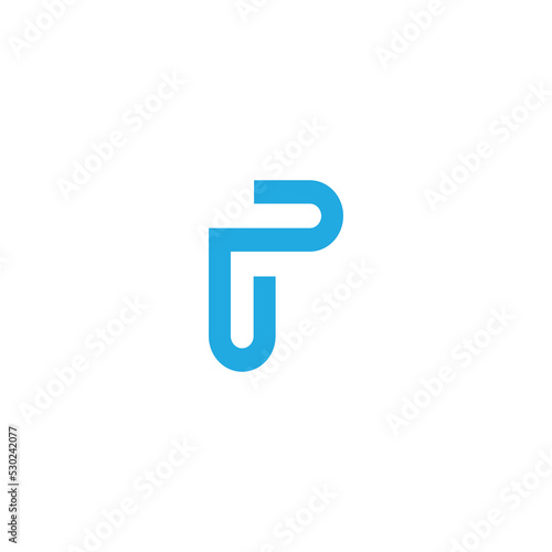 letter pu simple loop geometric line logo vector
