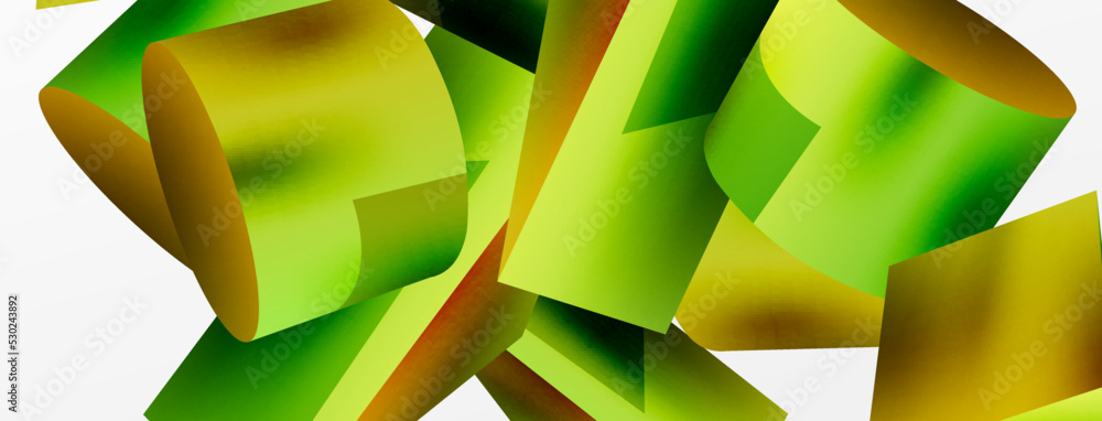 Vector 3d abstract background. Shapes 3d triangle and cylinder. Trendy techno business template for wallpaper, banner, background or landing Vector 3d abstract background. Shapes 3d triangle and cylinder. Trendy techno business template for wallpaper, banner, background or landing