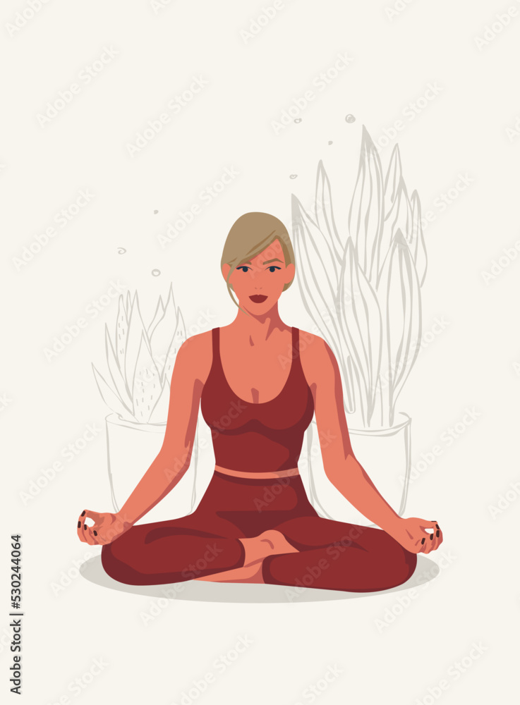 yoga person in lotus position and plants. young women in lotus position yoga person in lotus position and plants. young women in lotus position