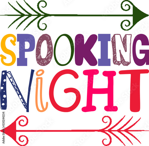 Spooking Night Quotes Typography Retro Colorful Lettering Design Vector Template For Prints, Posters, Decor
