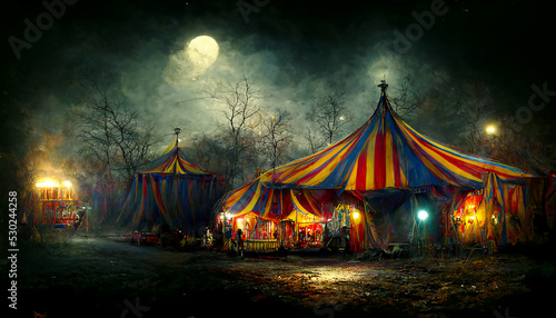 Canvastavla halloween haunted circus