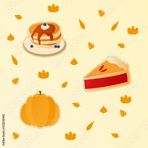 Autumn stickers with cakes