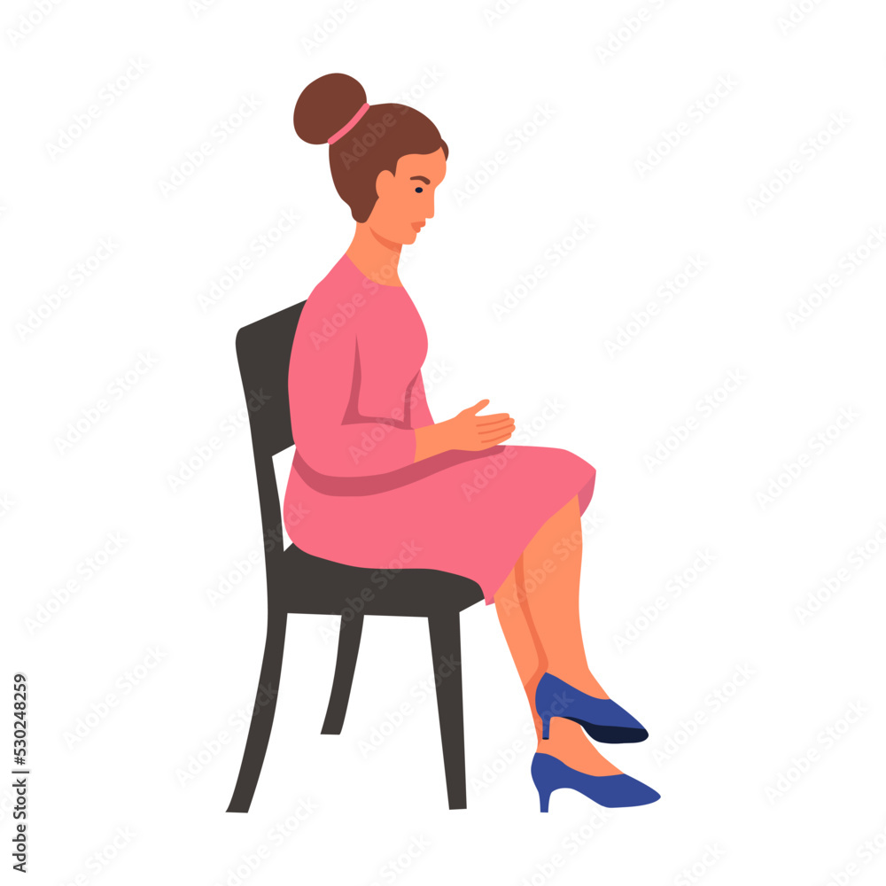 A woman on a chair. Flat vector illustration isolated on a white background A woman on a chair. Flat vector illustration isolated on a white background