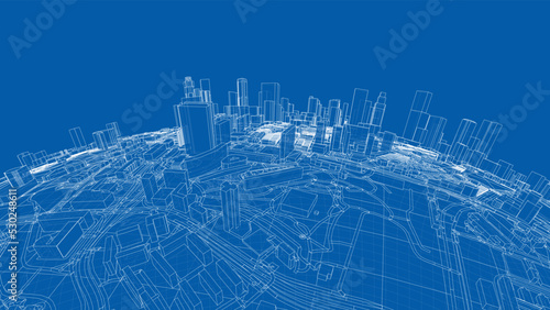 3d city sphere. Vector rendering of 3d