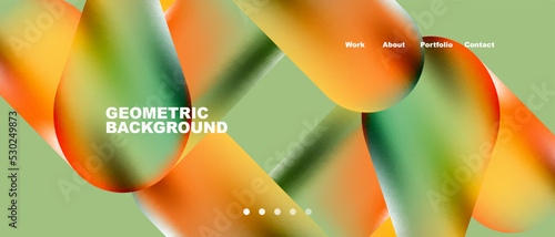 Glassmorphism landing page background template. Colorful glass shapes with metallic effect abstract composition for wallpaper, banner, background