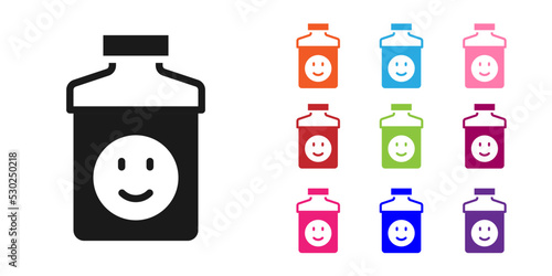 Black Antidepressants icon isolated on white background. Set icons colorful. Vector