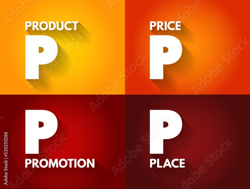 PPPP - Product Price Promotion Place acronym, business concept background