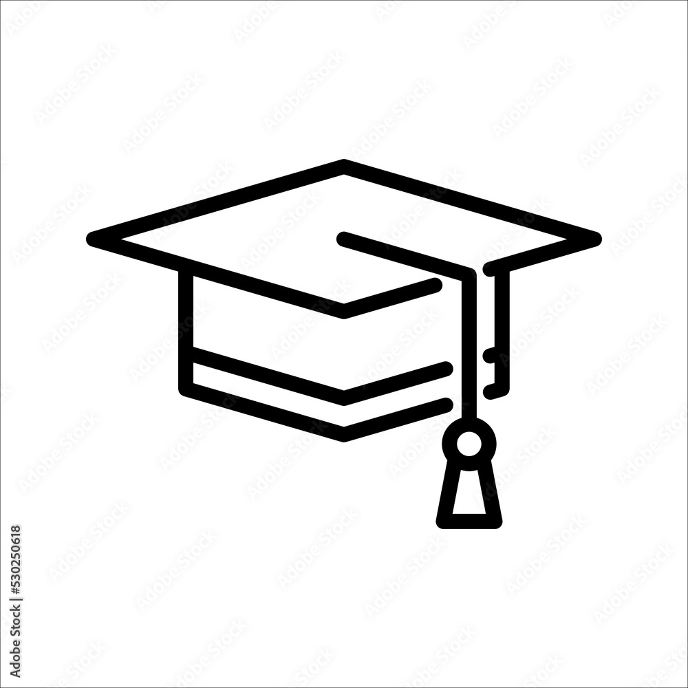 Square academic cap Icon vector sign isolated on white background. graduate cap symbol template color editable for graphic and web design. Square academic cap Icon vector sign isolated on white background. graduate cap symbol template color editable for graphic and web design.