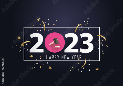 happy new year 2023. 2023 with Gavel . concept for lawyer and law
 photo