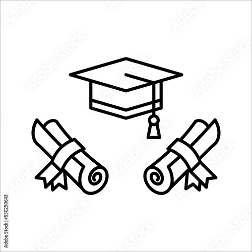 Square academic cap Icon vector sign isolated on white background. graduate cap symbol template color editable for graphic and web design.