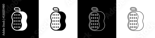 Set Washcloth icon isolated on black and white background. Bath house sauna washcloth sign. Item for pleasure and relaxing. Vector