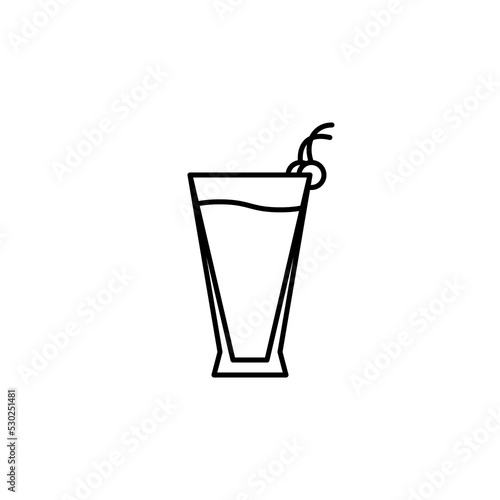 pilsner or beer glass icon with cherry on white background. simple, line, silhouette and clean style. black and white. suitable for symbol, sign, icon or logo