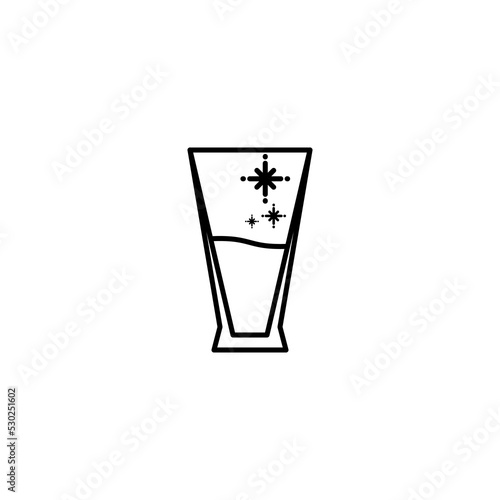 pilsner or beer glass icon with cold water on white background. simple, line, silhouette and clean style. black and white. suitable for symbol, sign, icon or logo