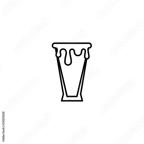 pilsner or beer glass icon with overfilled with water on white background. simple, line, silhouette and clean style. black and white. suitable for symbol, sign, icon or logo