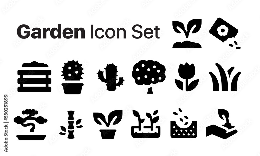 Garden Icon set black and white eps 8 Garden Icon set black and white eps 8