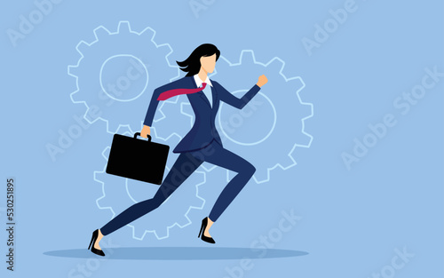 Businesswoman running with briefcase