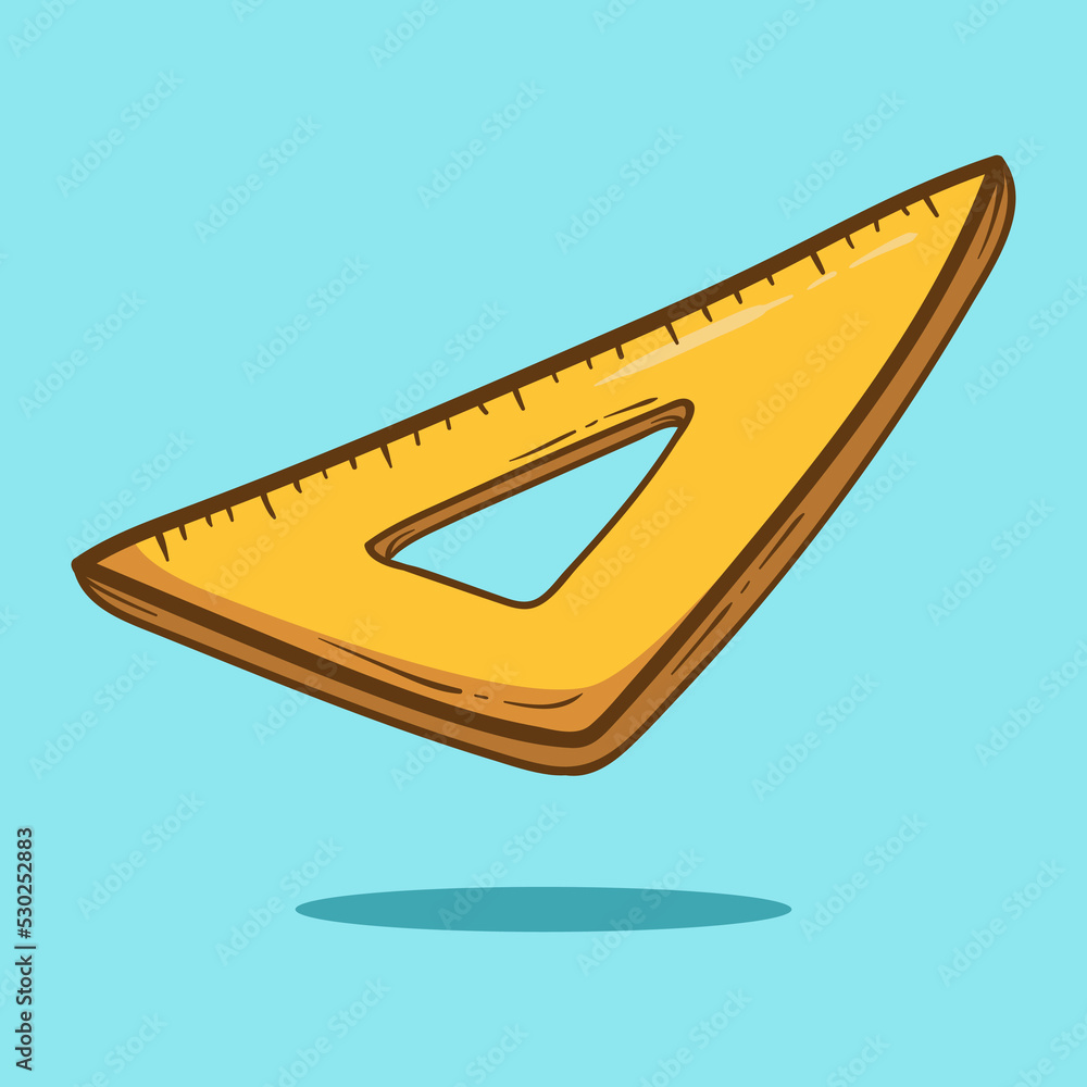 Obraz premium Hand drawn triangle ruler. Hand drawn style vector illustrations