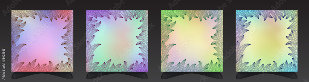 Holographic Fluid Gradient with frame Background Layout, Abstract Mesh Gradient illustration Templates for banners, social media posts, cover, etc