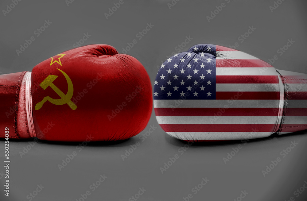 United States of America against USSR boxing gloves, USA vs. USSR concept  half flags together Stock Illustration | Adobe Stock