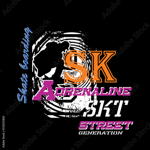 skater slogan tee graphic typography for t shirt, illustration, stock vector, art, style