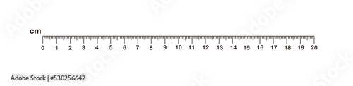 Measuring length markings in centimeters of ruler on white background. Illustration