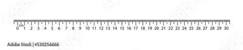 Ruler with measuring length markings in centimeters on white background. Illustration