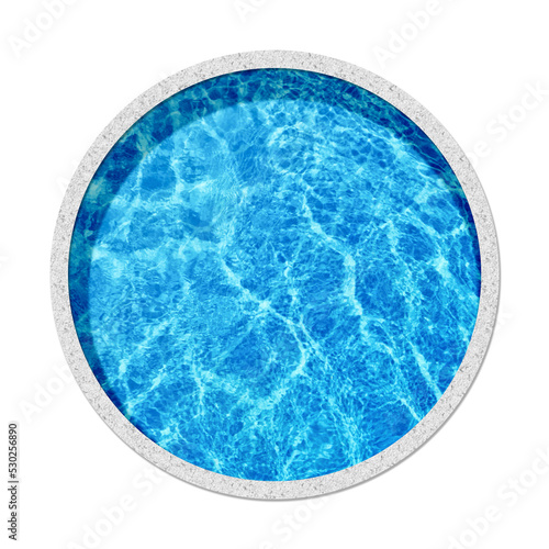 Round swimming pool on white background, top view photo