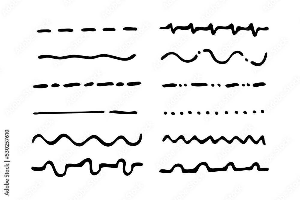 Set of artistic line using pen brushes. Hand drawn grunge strokes. Line Vector illustration Set of artistic line using pen brushes. Hand drawn grunge strokes. Line Vector illustration