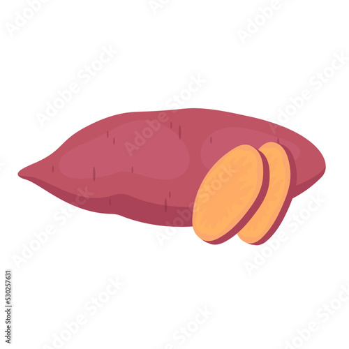 sweet potato with slices flat vector illustration logo icon clipart