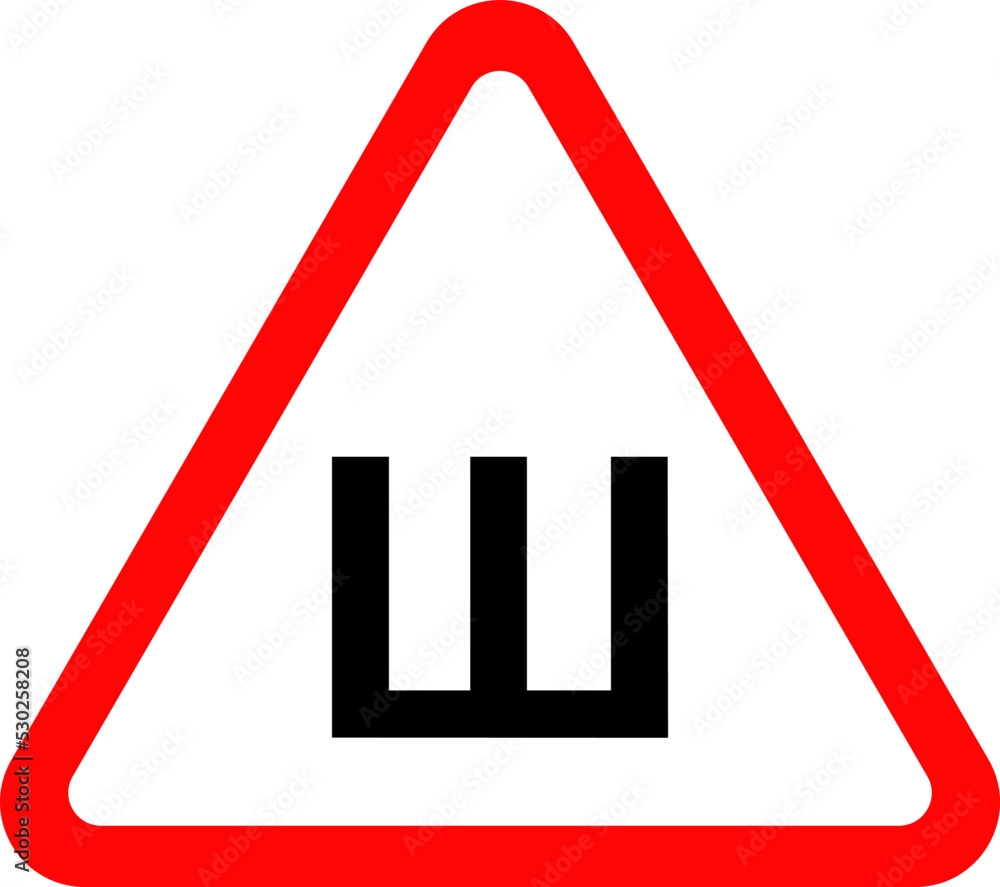 Caution spikes on the car. Triangular sign. Vector image. Caution spikes on the car. Triangular sign. Vector image.