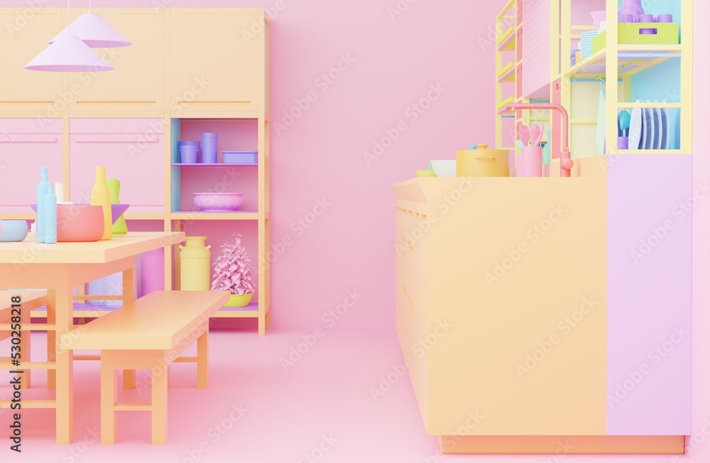Fototapeta premium color interior 3d illustration