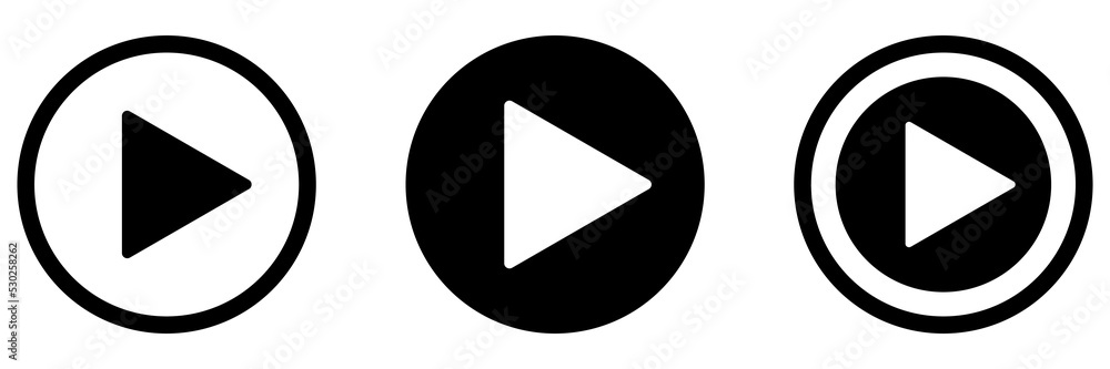 Play button icon set. Start buttons sumbol. Player button flat style. Video audio player navigate collection. Game begin icon set on white beckground Play button icon set. Start buttons sumbol. Player button flat style. Video audio player navigate collection. Game begin icon set on white beckground