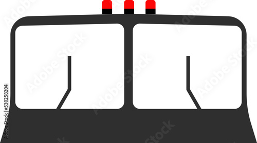 The road train sign. Wipers on the windows.