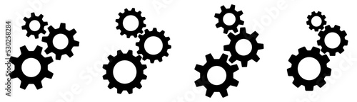 Setting gears icon. Cogwheel group. Gear design collection on white background