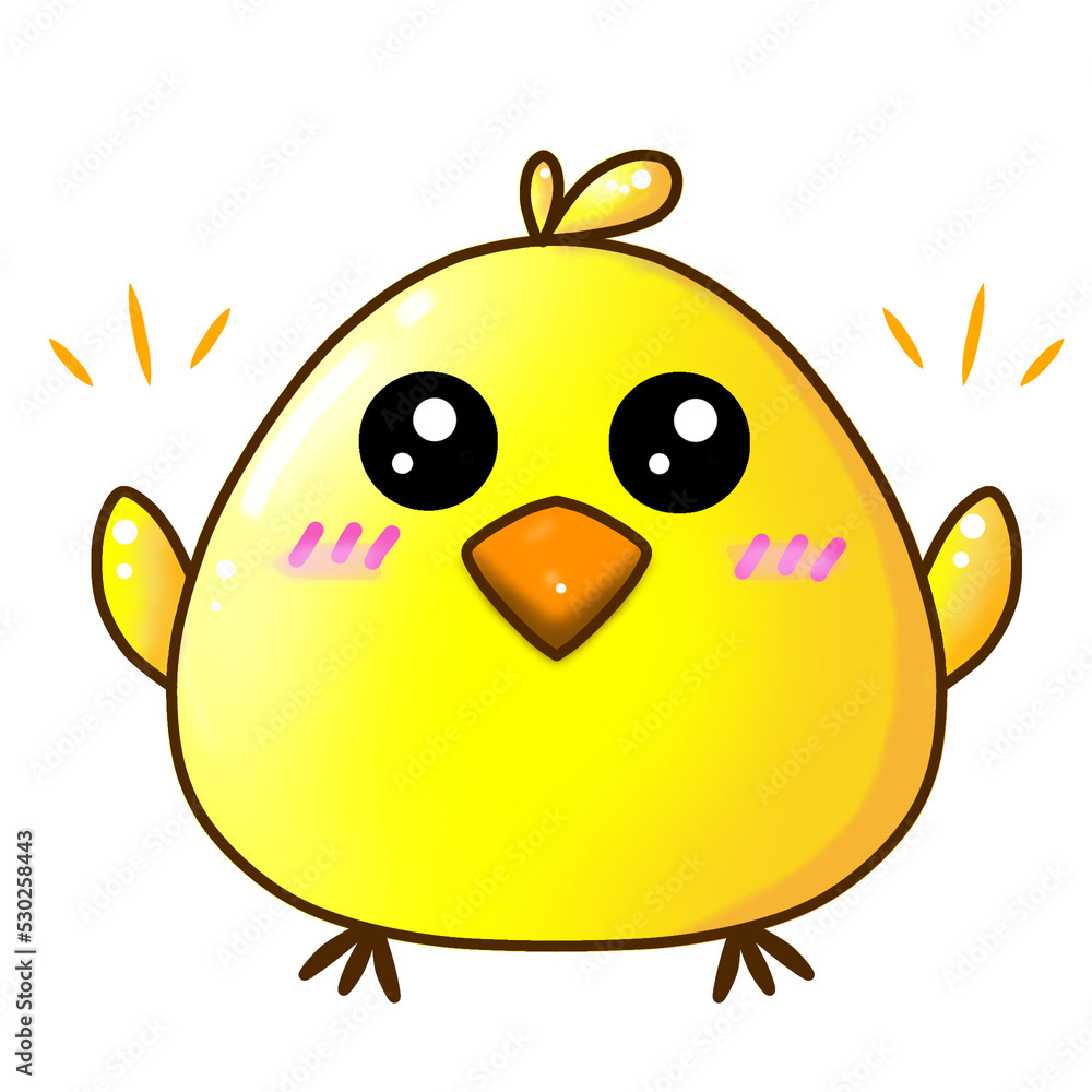 Obraz premium Cute yellow cartoon chick.