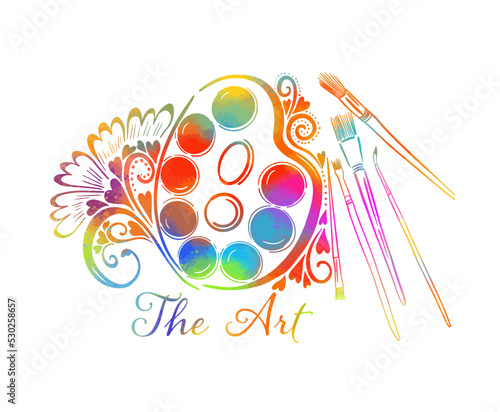 Abstraction of paint and brushes. Vector illustration